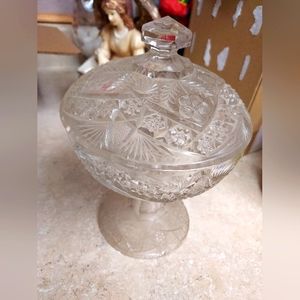 Vintage depression glass candy dish